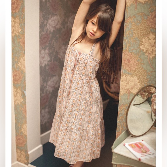 • LOUIS LOUISE • Girls CARINOUX FLORAL PRINT DRESS Pink / Gray Size 12 - Picture 2 of 4